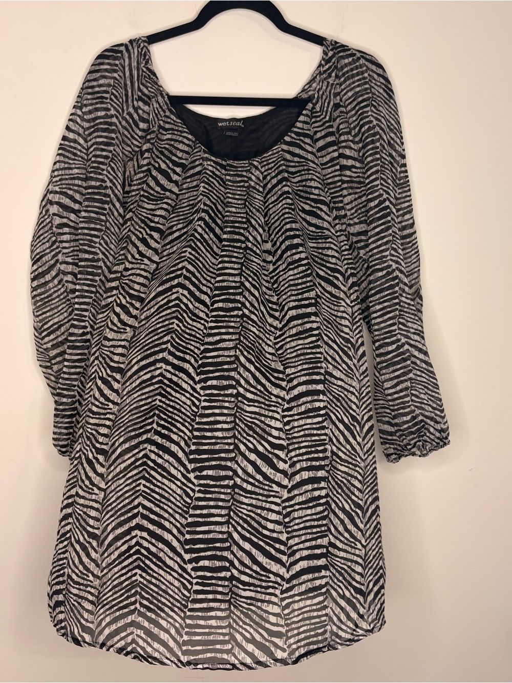 Y2K Wet Seal Black & White Zebra Print Mini Dress Size Large